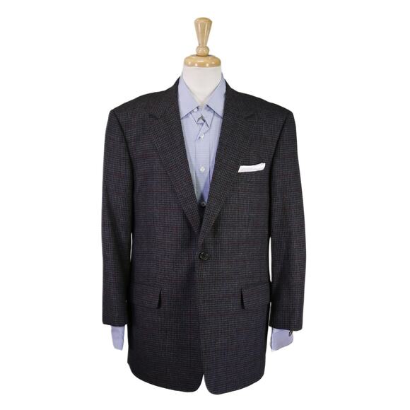 Brooks Brothers Gray Red Windowpane Wool Cashmere Sportcoat Blazer Italy 42R